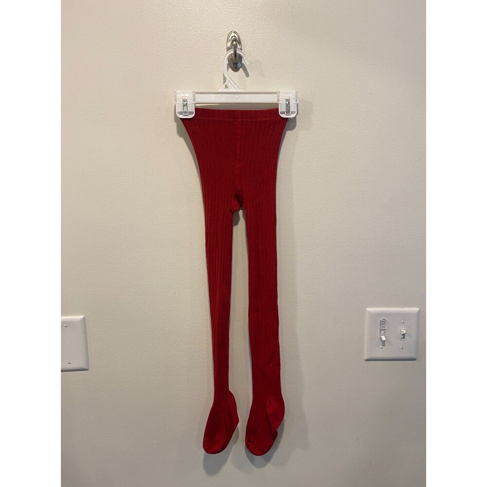 Zara Girl's ribbed tights Stockings in Red Size 8-9 years Holiday Christmas